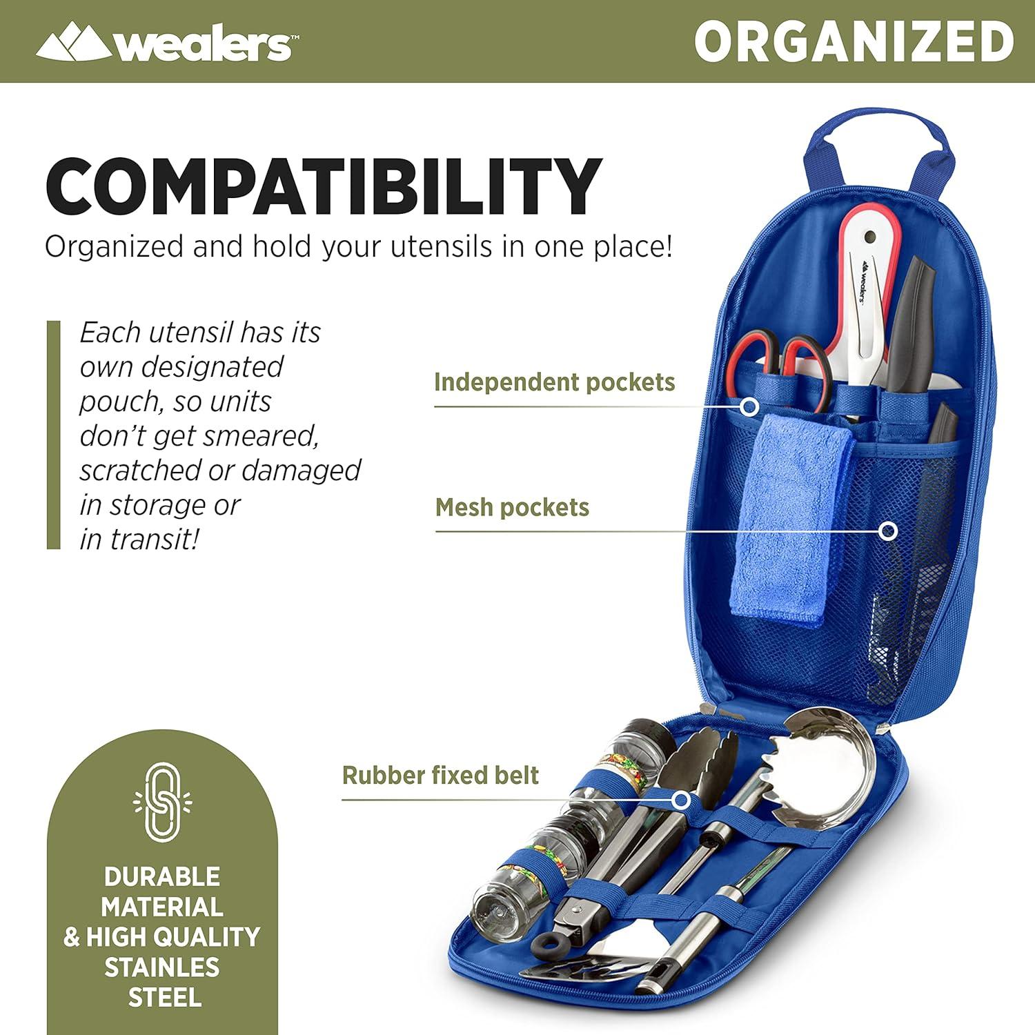 Juego de Utensilios de Cocina para Camping Wealers 12 Piezas Azul