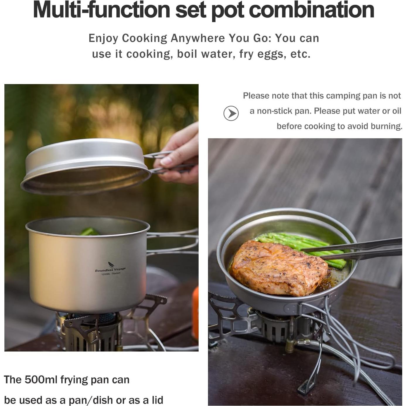 Juego de Olla y Sartén Titanio Boundless Voyage 1200ml y 500ml