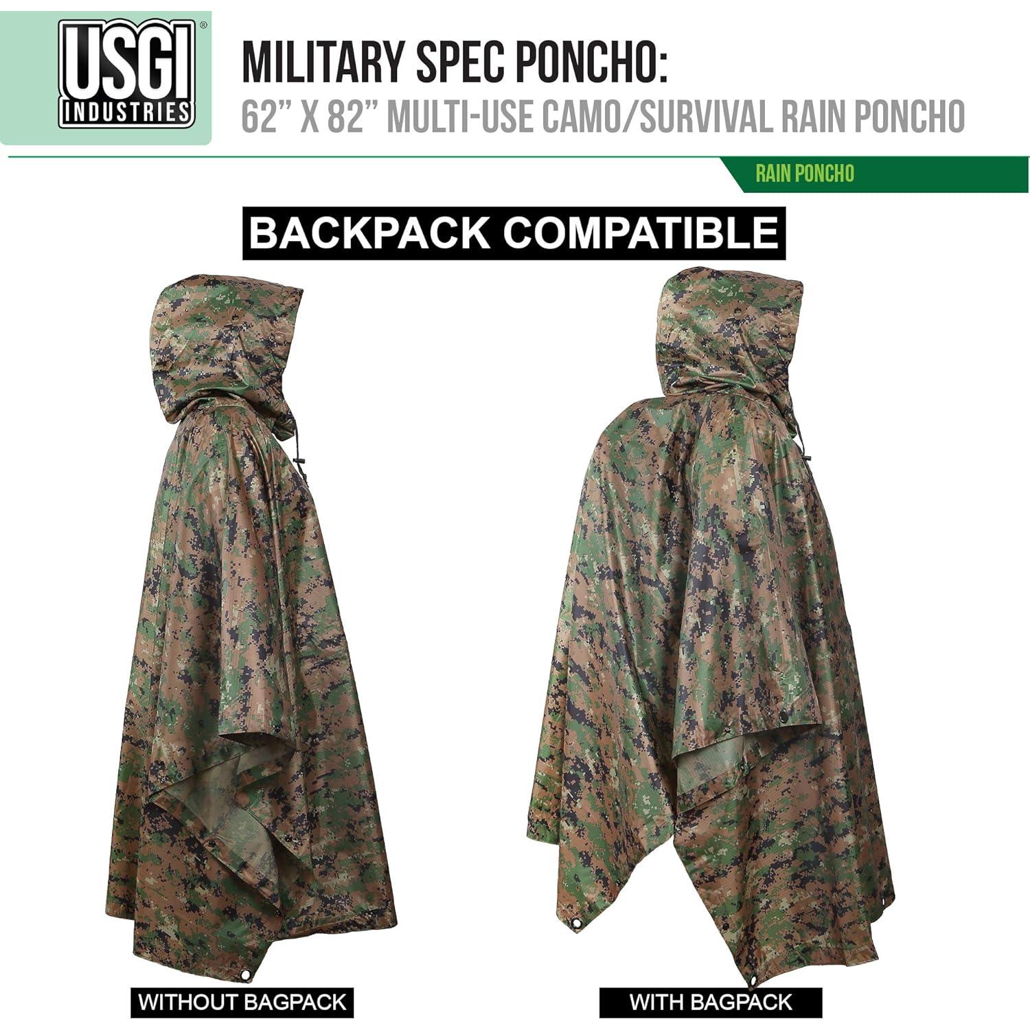 Poncho Militar Multiuso USGI Industries Camuflaje 157.5x208.3cm