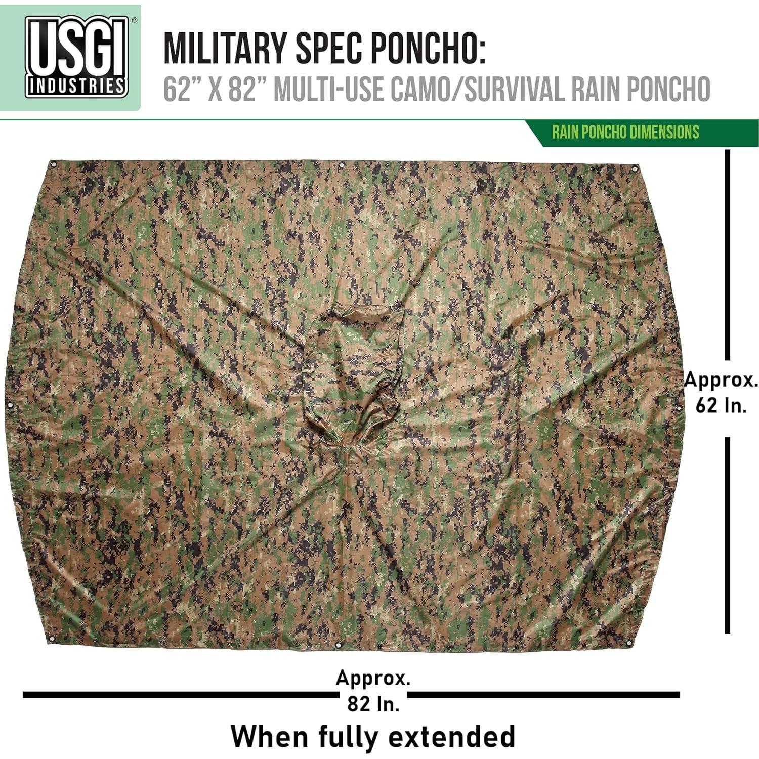 Poncho Militar Multiuso USGI Industries Camuflaje 157.5x208.3cm