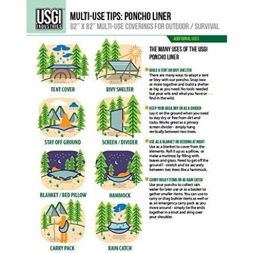 Poncho Militar Multiuso USGI Industries Camuflaje 157.5x208.3cm