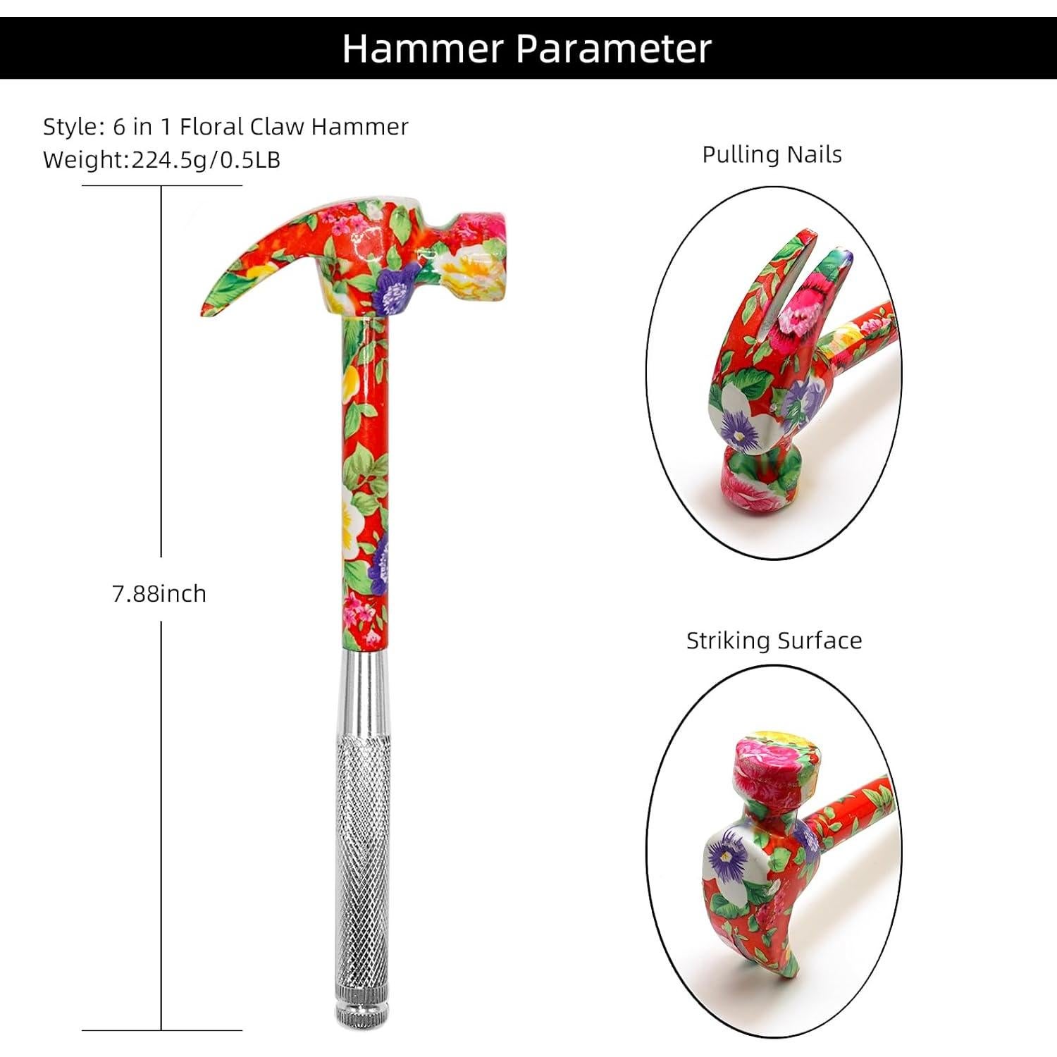 Martillo Floral Multifuncional YOUMI 6 en 1 Rojo Antideslizante