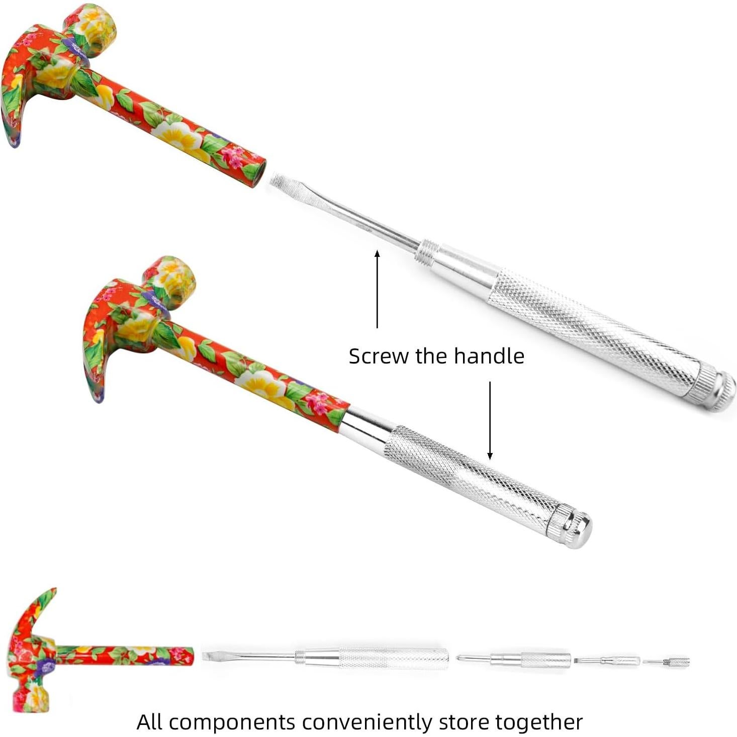 Martillo Floral Multifuncional YOUMI 6 en 1 Rojo Antideslizante