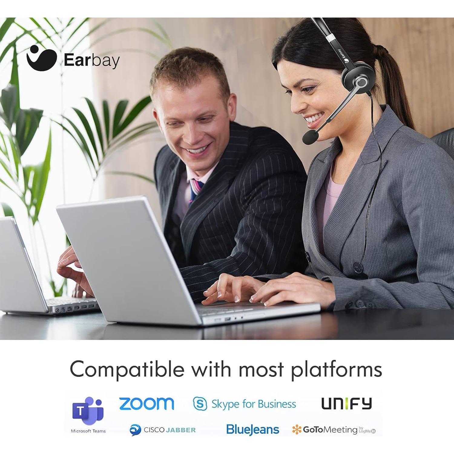 Auriculares USB Earbay C682 con micrófono y cancelación de ruido