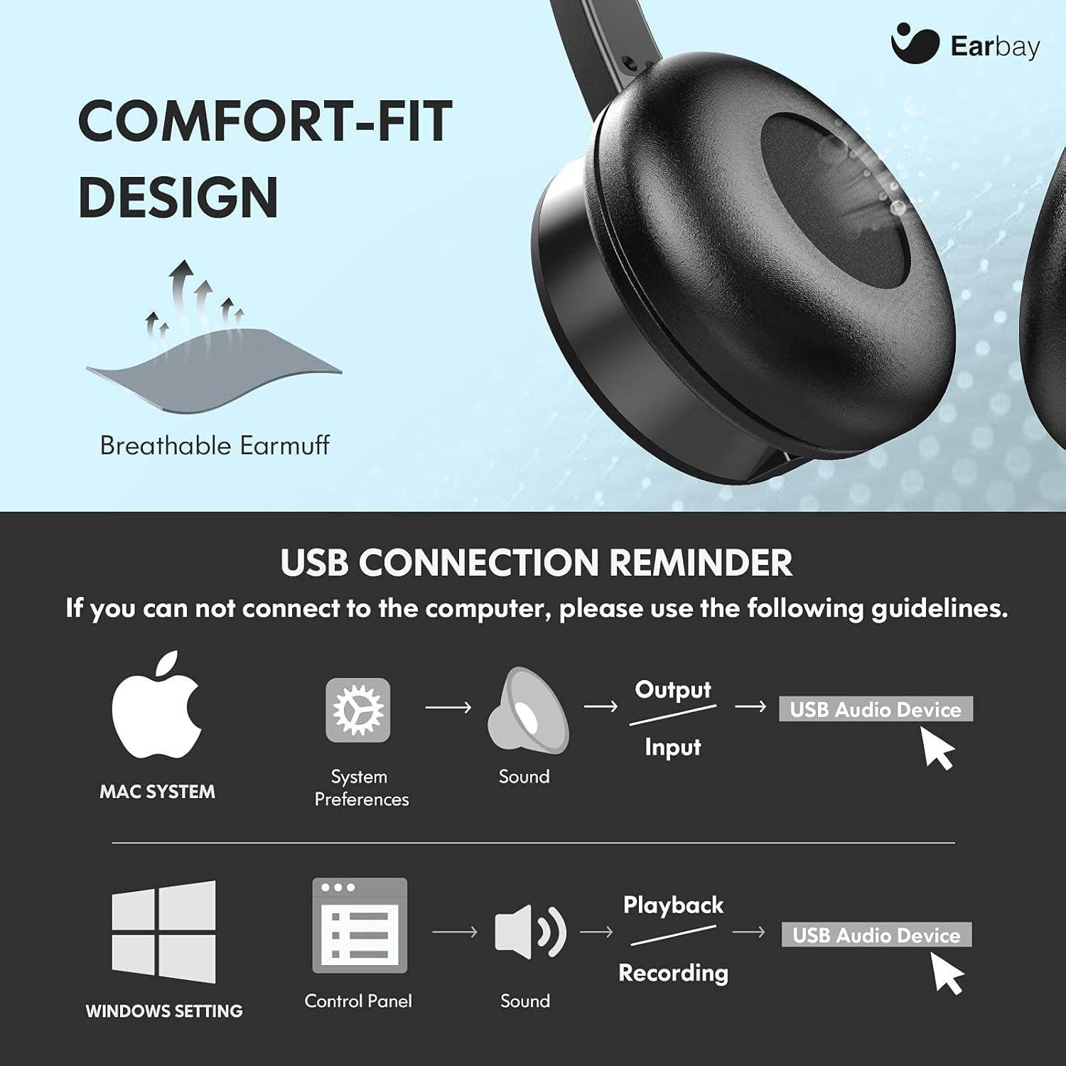 Auriculares USB Earbay C682 con micrófono y cancelación de ruido