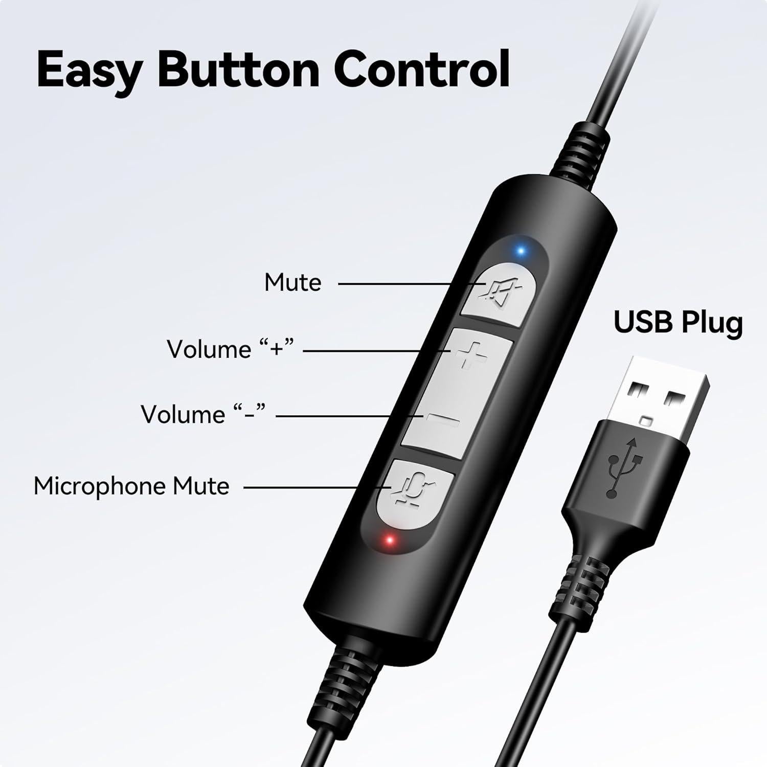 Auricular USB Voistek V9 con micrófono y cancelación de ruido