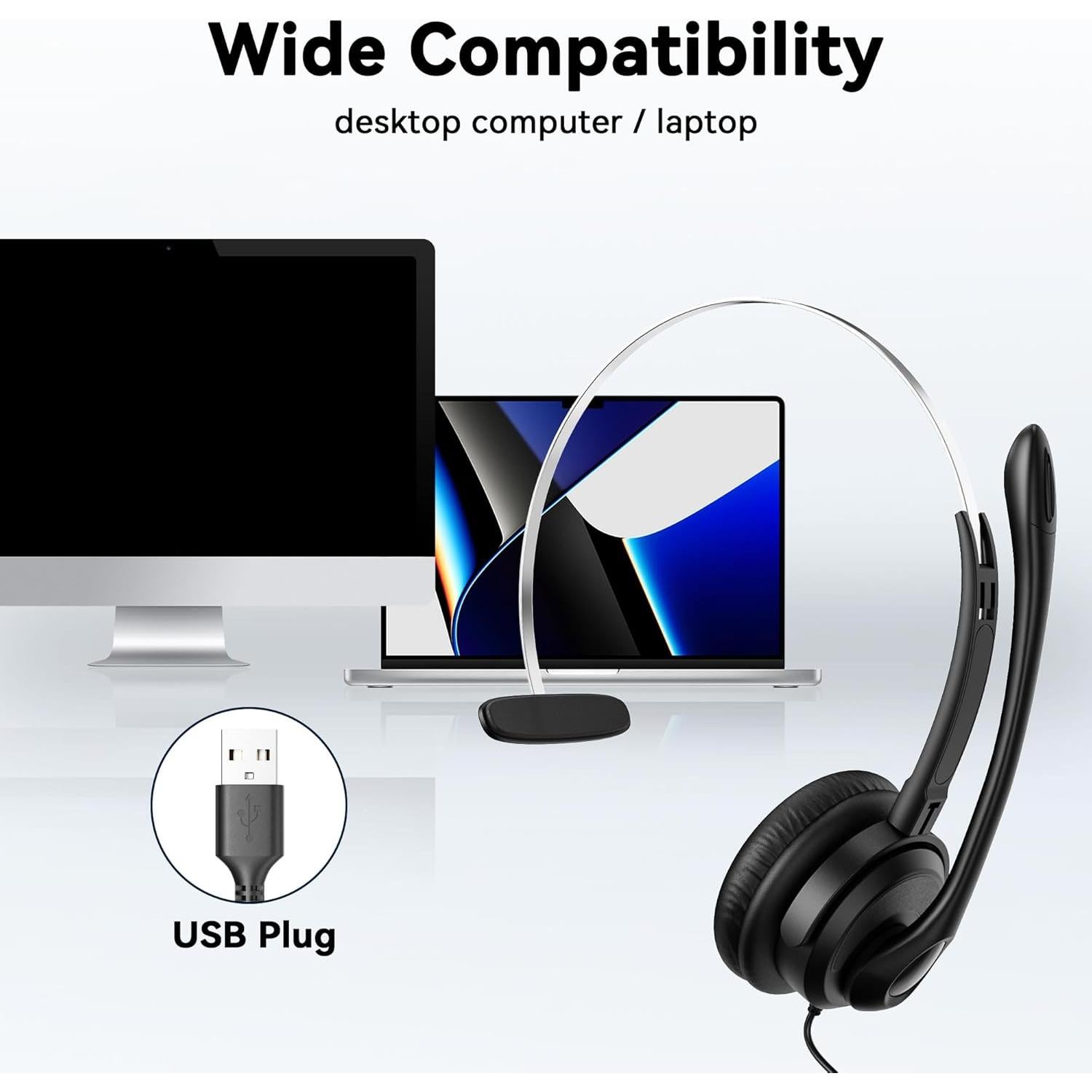 Auricular USB Voistek V9 con micrófono y cancelación de ruido