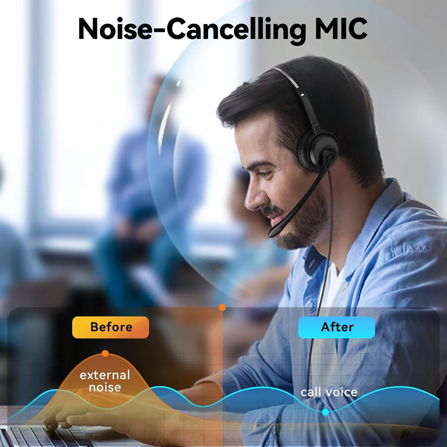 Auricular USB Voistek V9 con micrófono y cancelación de ruido