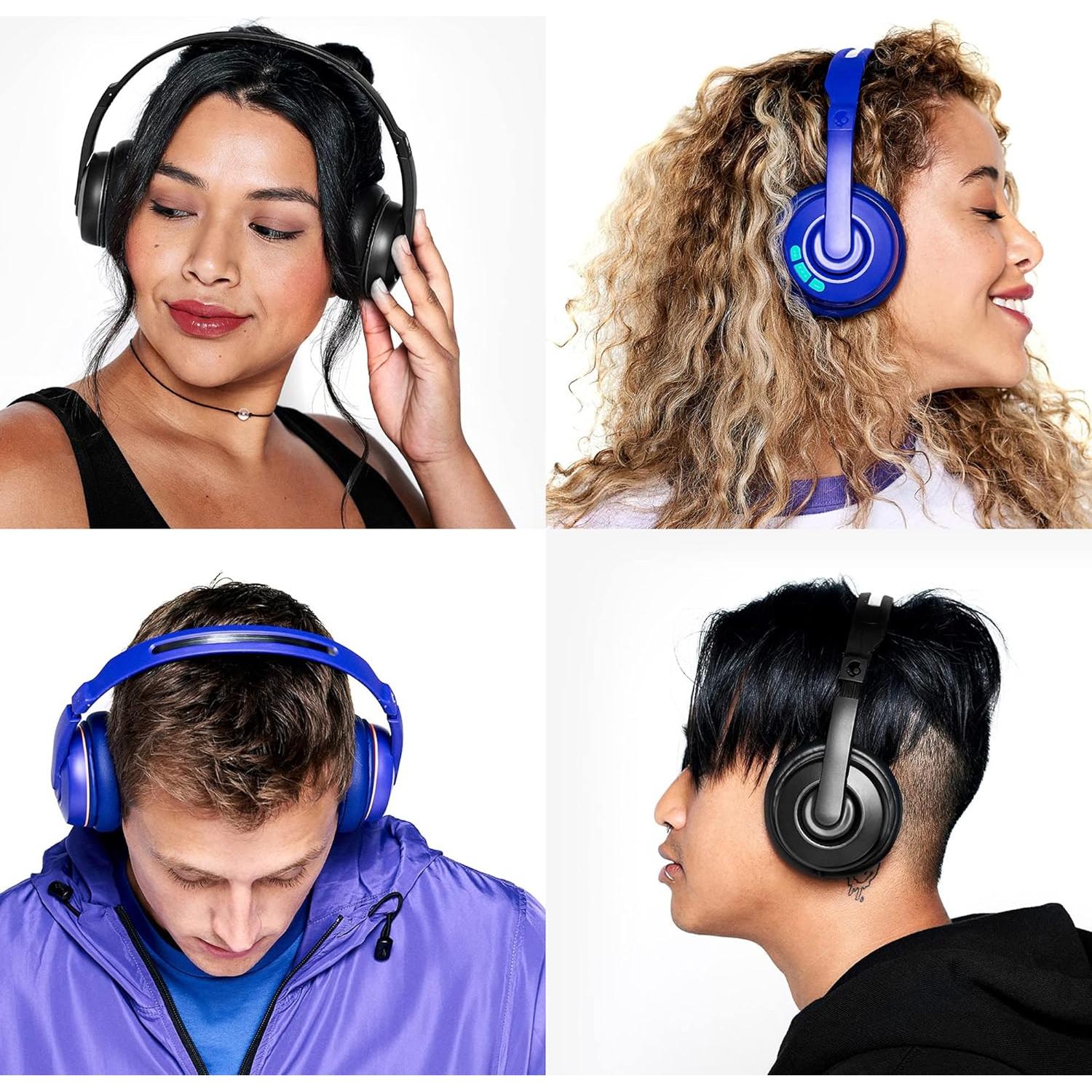 Skullcandy Cassette Wireless On-Ear Headphones, Up to 22 Hours Battery, Foldable Lightweight Design, Backup 3.5mm AUX Cable Included, Microphone for iPhone Android - Black