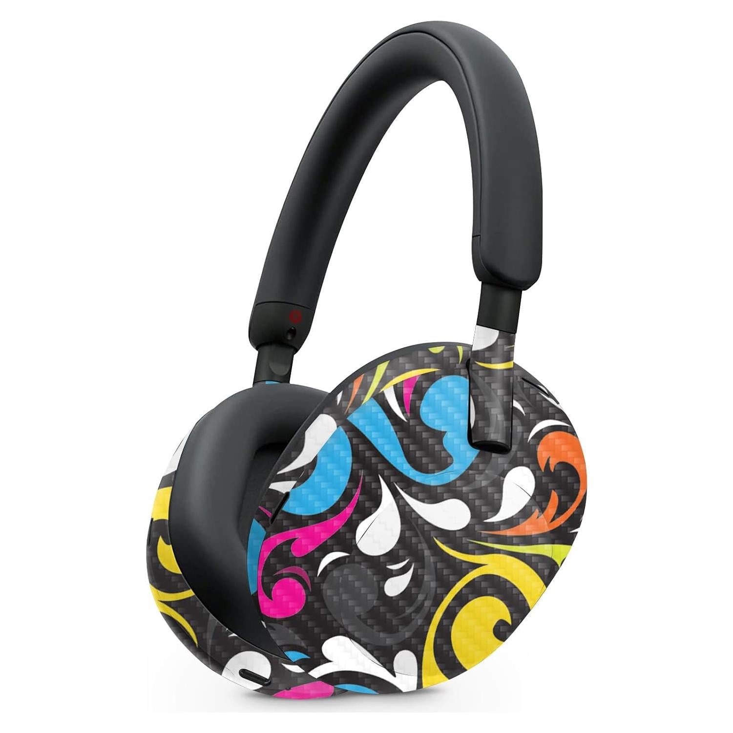 MightySkins Carbon Fiber Skin Compatible with Sony WH-1000XM5 Headphones - Swirly | Protective, Durable Textured Carbon Fiber Finish | Easy to Apply, Remove, and Change Styles