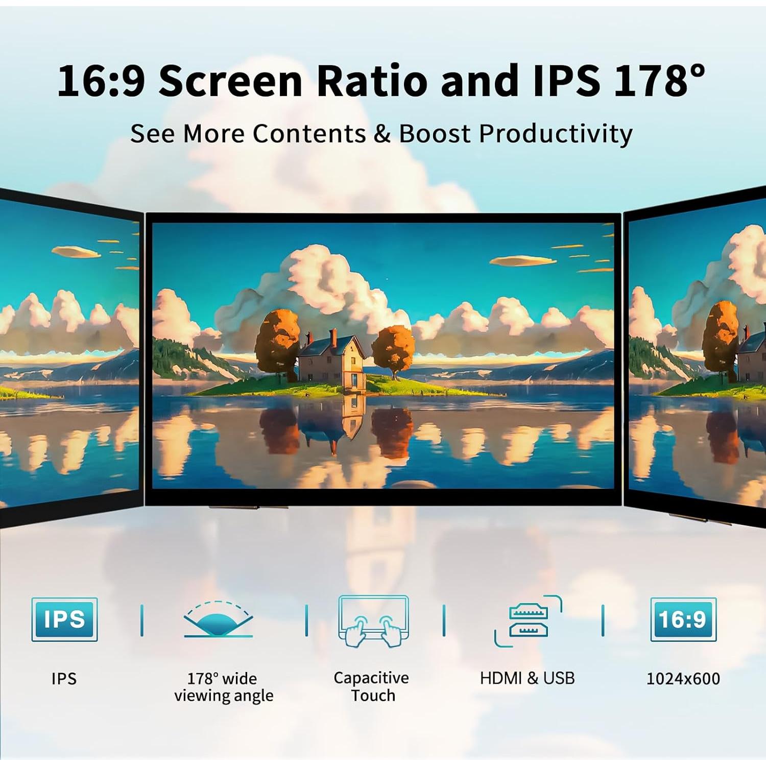 Monitor Táctil 10.1" HAMTYSAN HDMI 1024x600 IPS Portátil