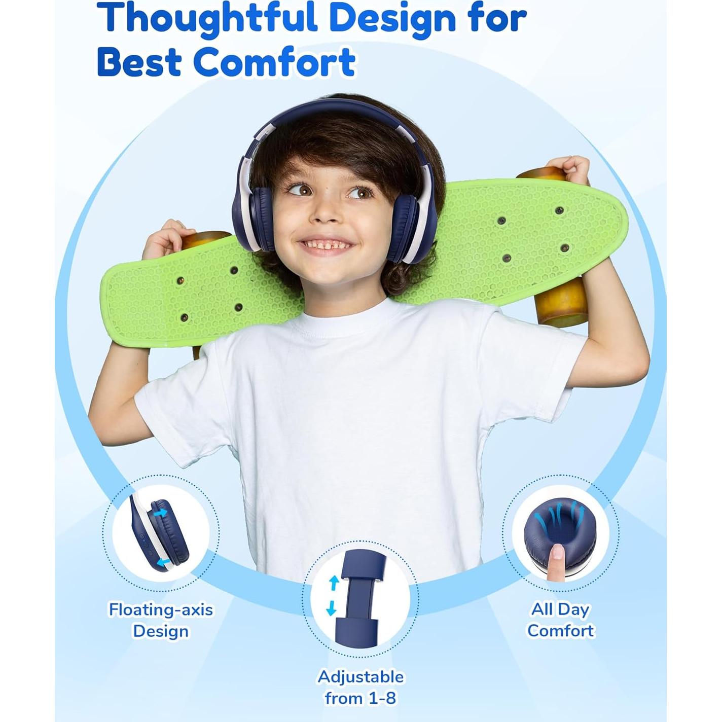 Auriculares Bluetooth EarFun K2 para Niños, 40H, Azul