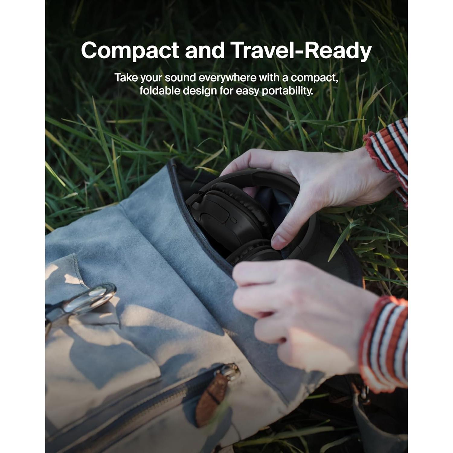 Belkin SoundForm Surround Bluetooth Over-Ear Headphones - Environmental Noise Cancelling Headphones - Wireless w/ 60H Playtime & Soft Ear Cups for iPhone, Galaxy, iPad, Travel, Home, or Office - Black