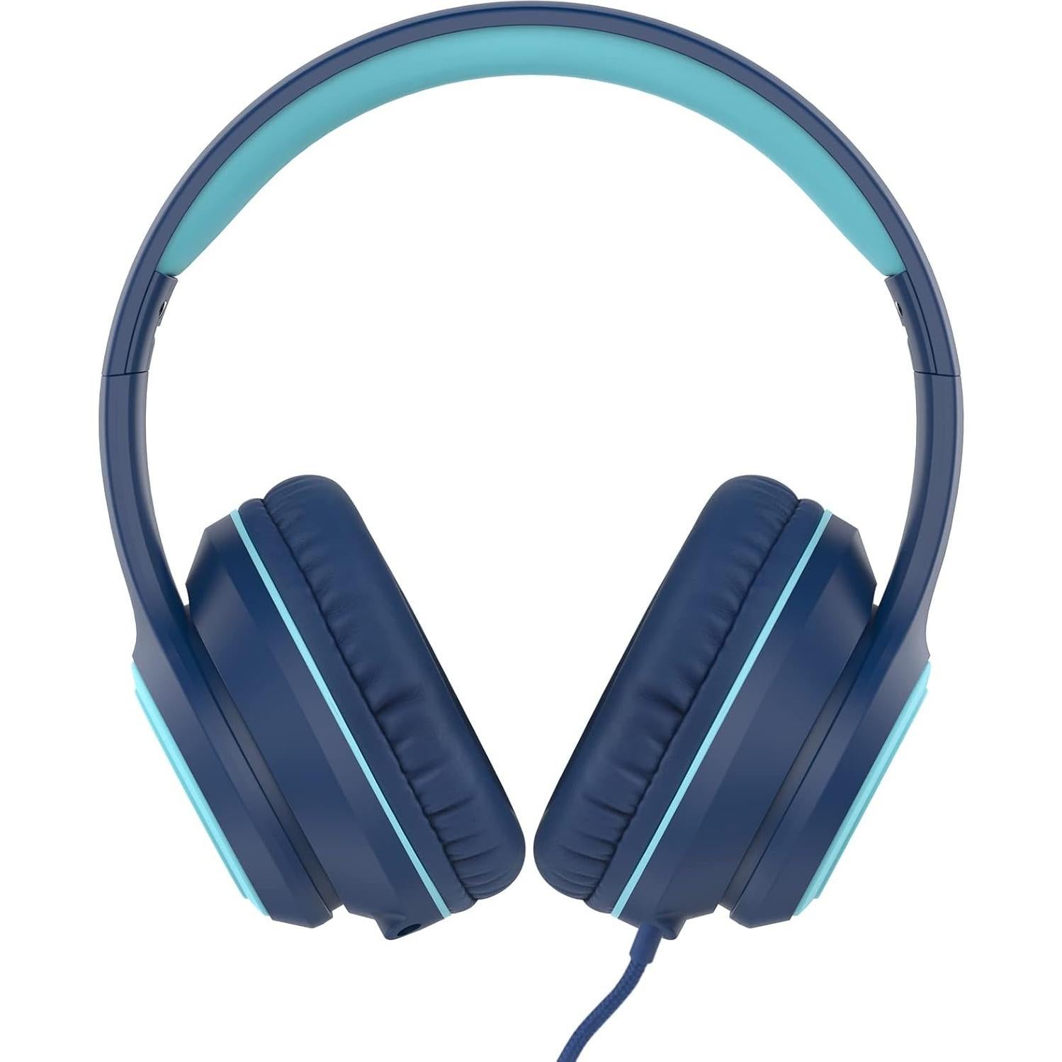 RORSOU K9 Kids Headphones with Microphone, Folding Stereo Bass Headset with 1.5M No-Tangle Cord for Children/Teens/School/Adults, Portable Wired Headphones for Smartphone Tablet Computer MP3/4 (Blue)