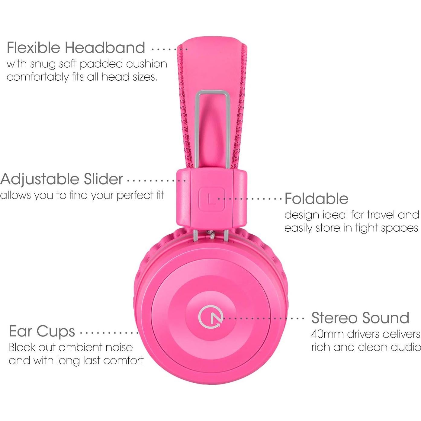 Auriculares Plegables Noot K22 Rosa Flamingo 1.52m 3.5mm
