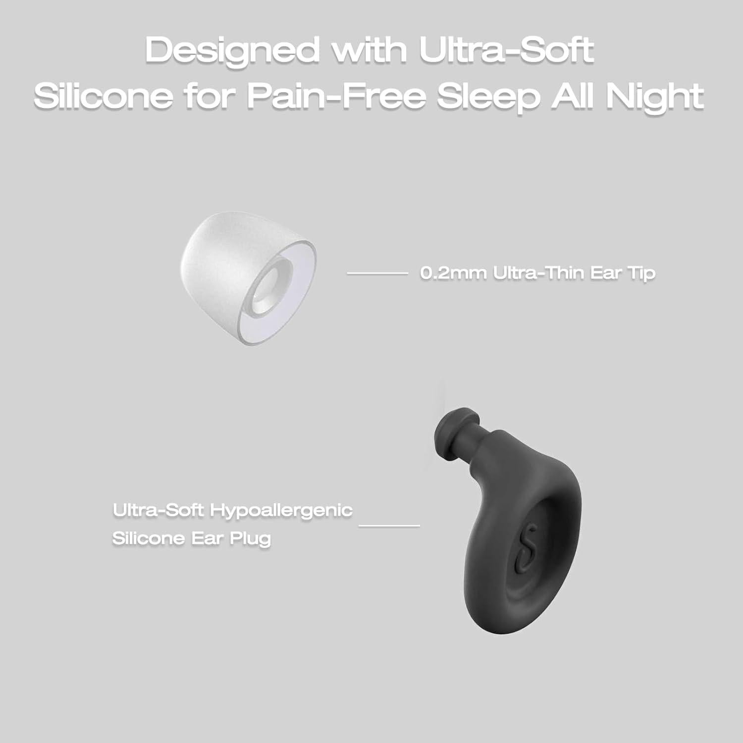 Tapones para oídos Soundary Sleep - Silicona Ultra Suave, 26dB SNR