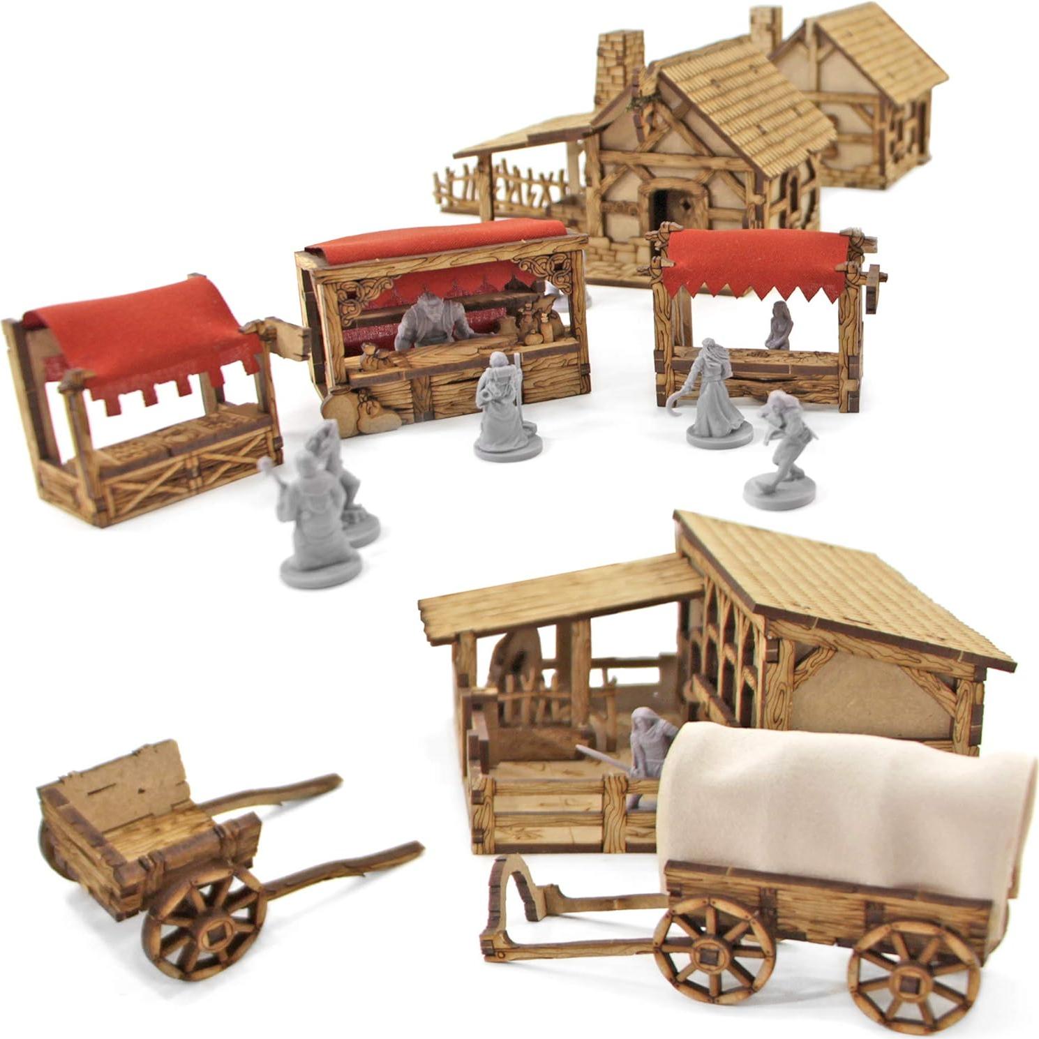 Terreno DND TowerRex Village 28mm para Warhammer y D&D