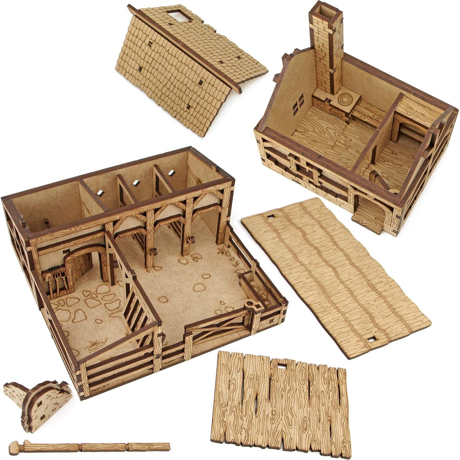 Terreno DND TowerRex Village 28mm para Warhammer y D&D