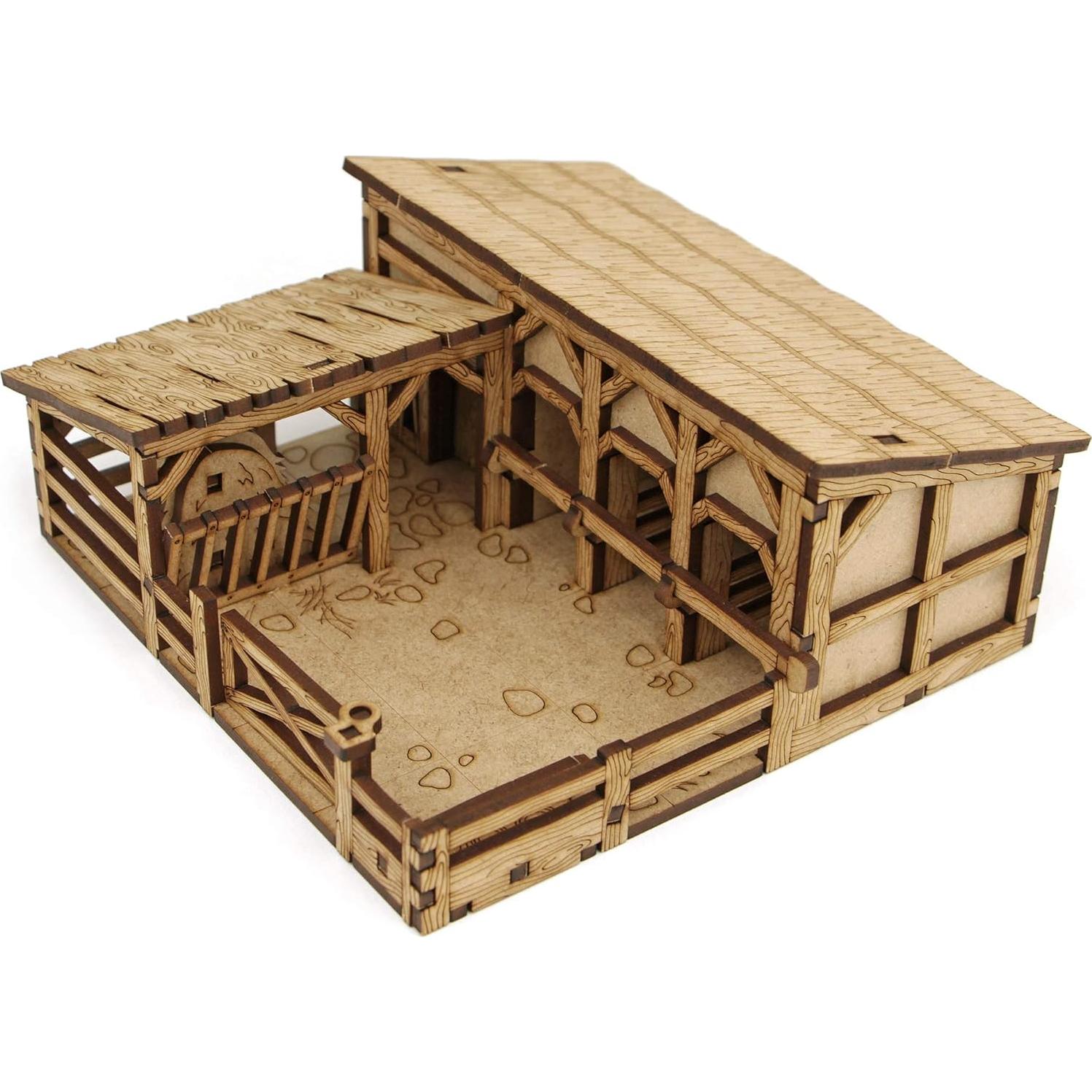 Terreno DND TowerRex Village 28mm para Warhammer y D&D