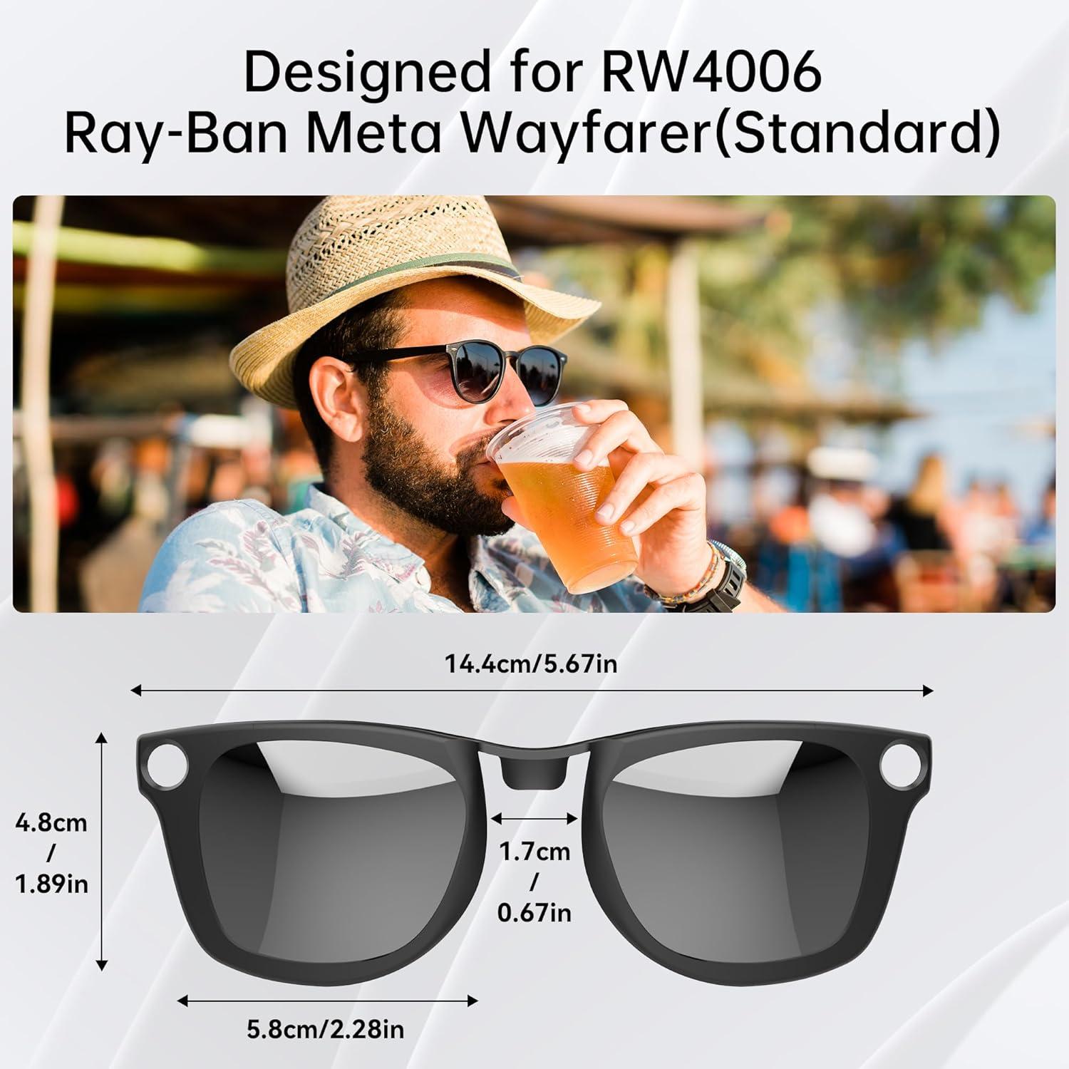 4 Piezas Clip Polarizado HiBloks para Ray-Ban Meta Wayfarer M