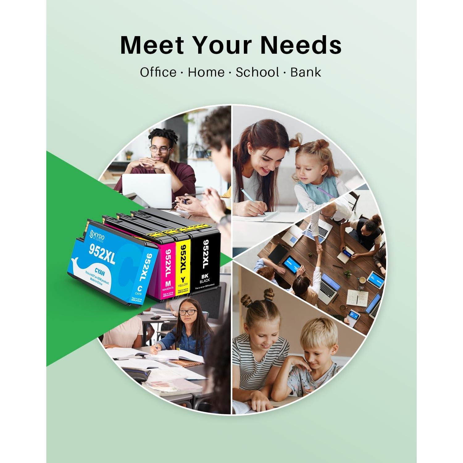 Cartuchos de Tinta Compatible Skydo 952XL - 4 Pack (Negro, Cian, Magenta, Amarillo)