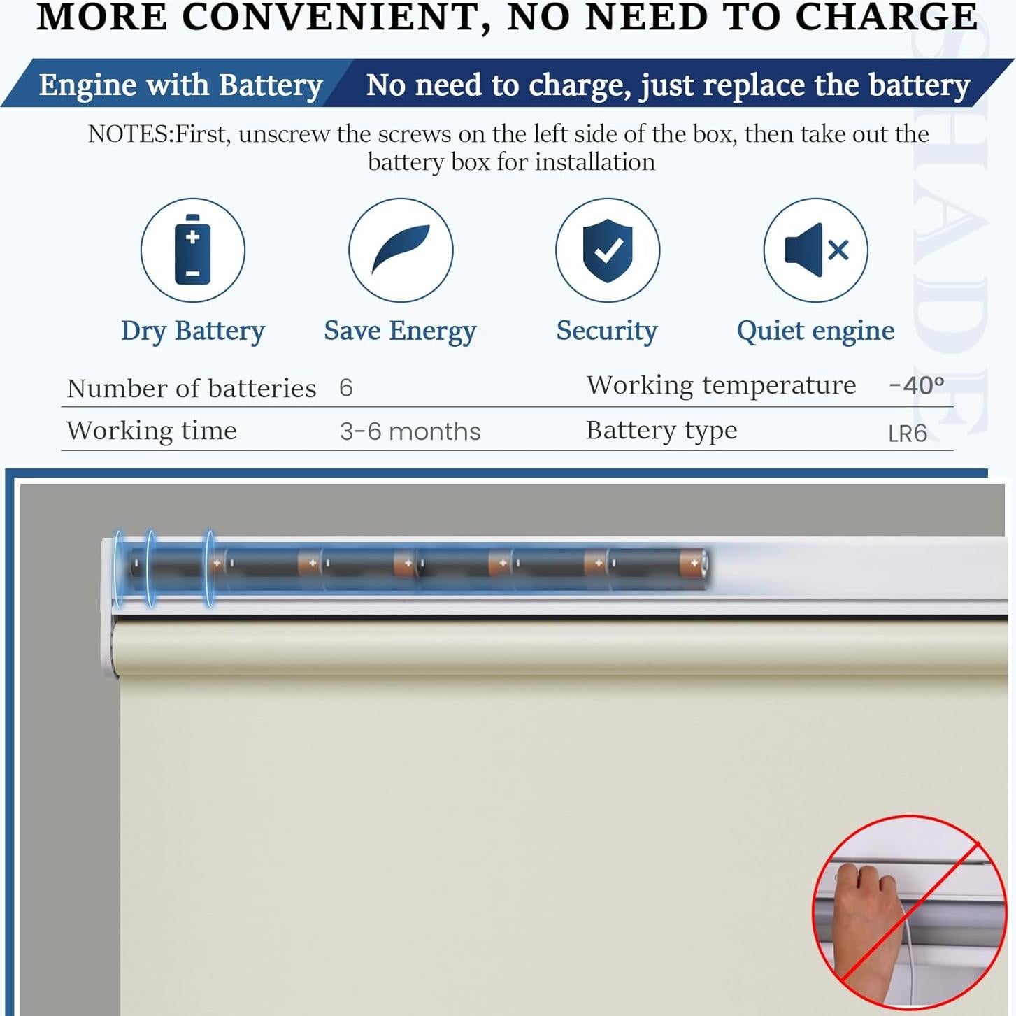 Persianas Motorizadas Grandekor 89x183 cm Opacas Sin Cuerda