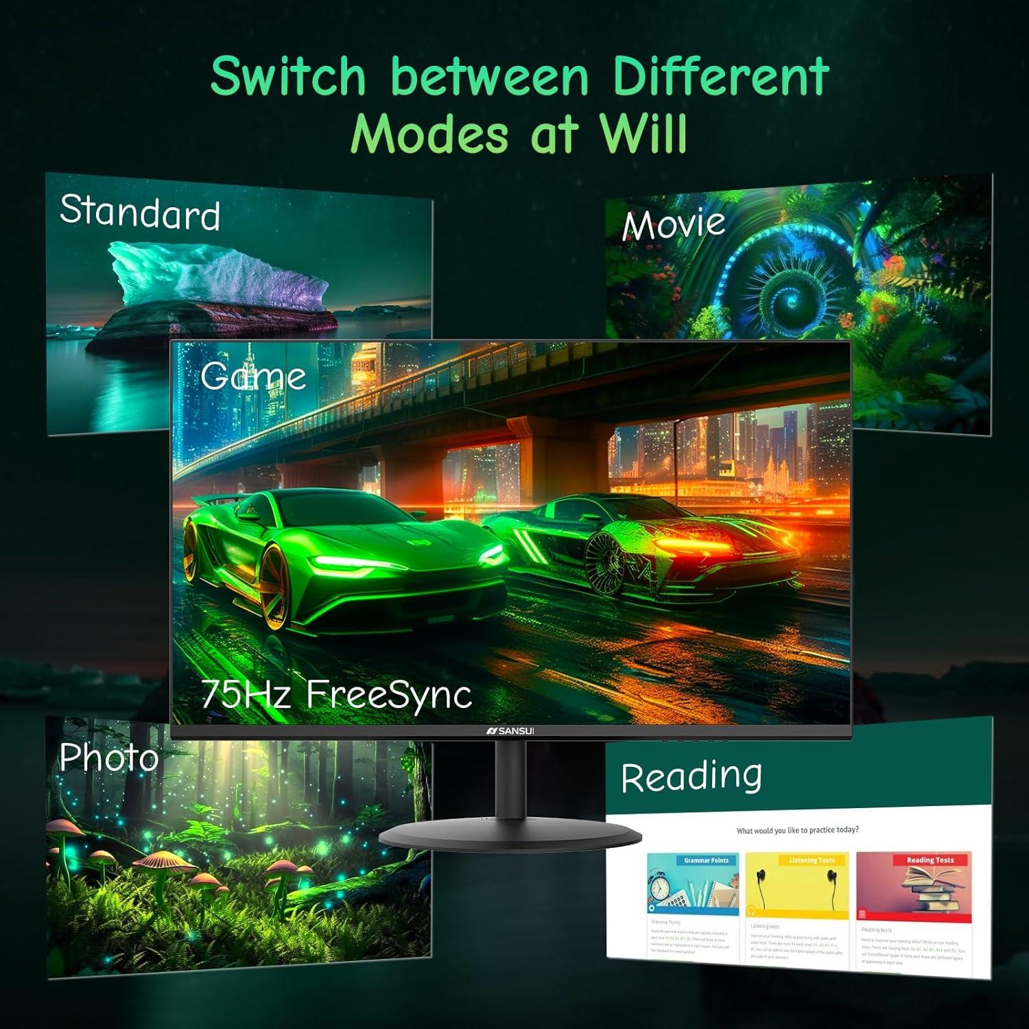 Monitor SANSUI 24" IPS Cuidado de los Ojos 1080P HDMI VGA