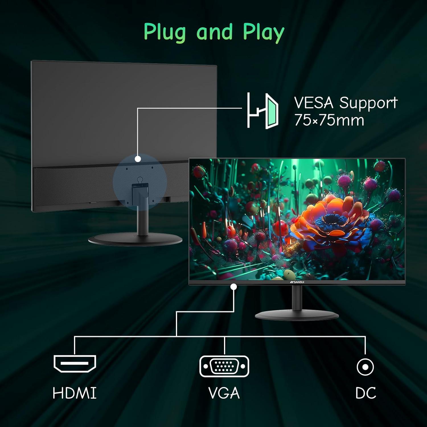 Monitor SANSUI 24" IPS Cuidado de los Ojos 1080P HDMI VGA