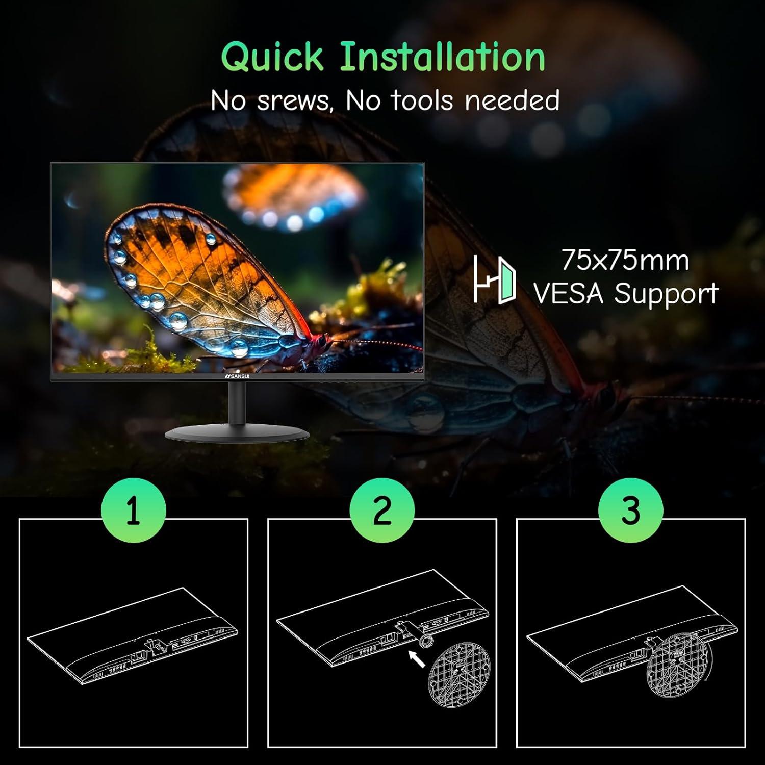 Monitor SANSUI 24" IPS Cuidado de los Ojos 1080P HDMI VGA