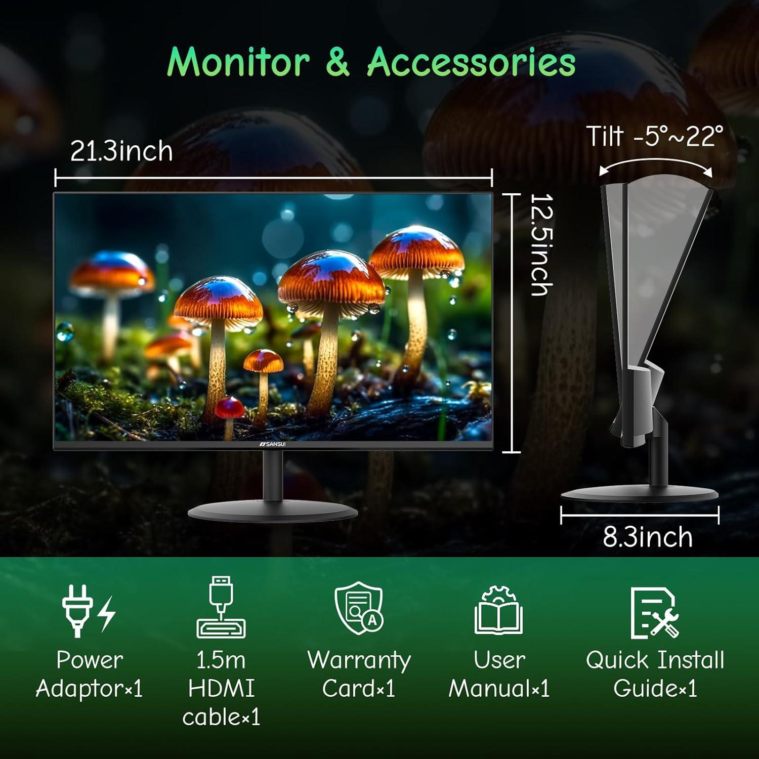 Monitor SANSUI 24" IPS Cuidado de los Ojos 1080P HDMI VGA
