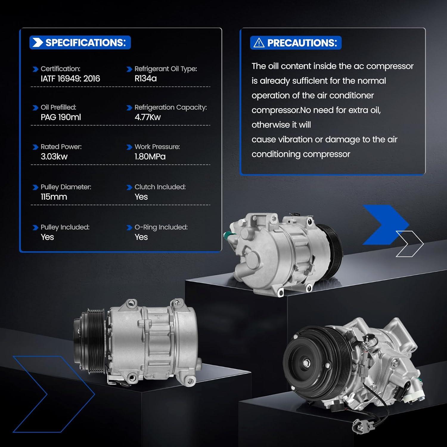 Compresor A/C SYKRSS 471-1017 para Lexus y Toyota 3.5L