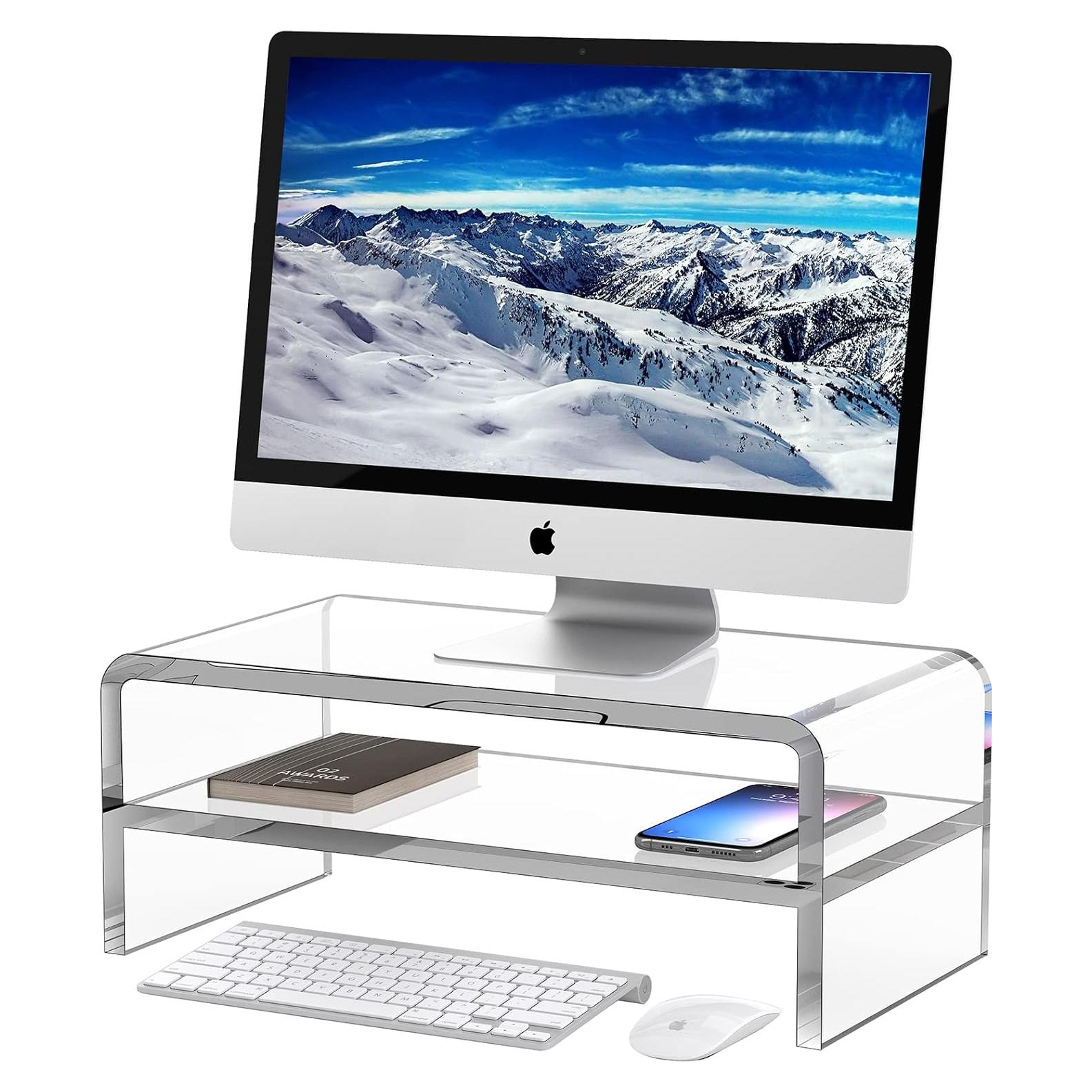 Soporte de Monitor Acrílico Egchi 2 Niveles 30.48x18.29 cm