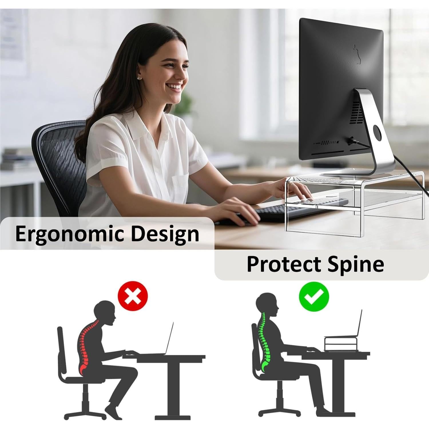 Soporte de Monitor Acrílico Egchi 2 Niveles 30.48x18.29 cm