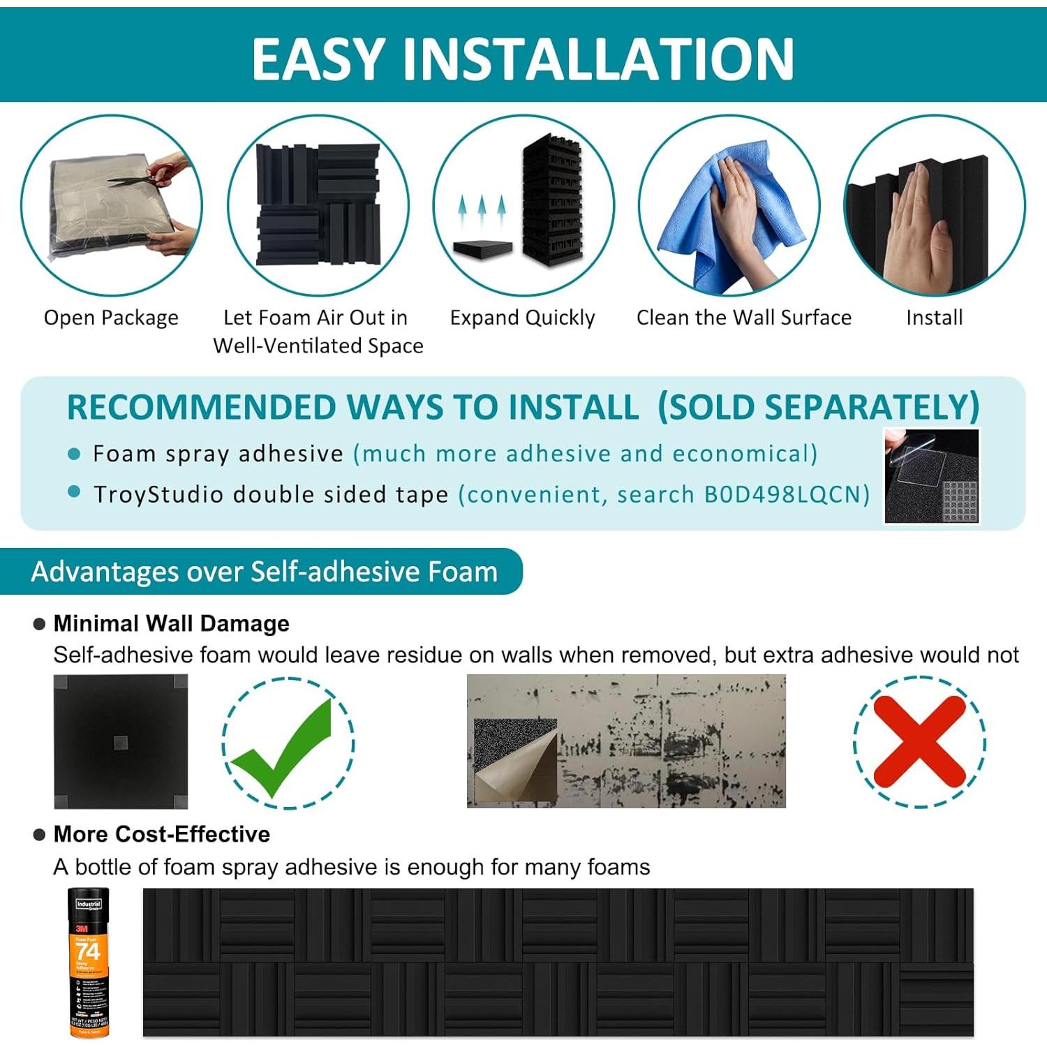 Paneles Acústicos TroyStudio 8 Pcs 30.48x30.48 cm Absorbentes