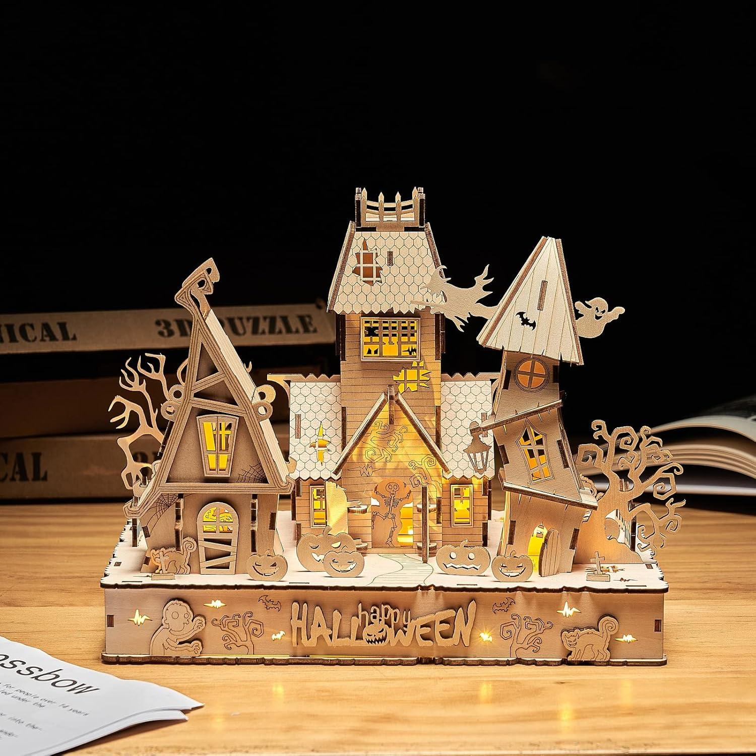 Rompecabezas 3D Casa de Halloween Bennama con Tira LED