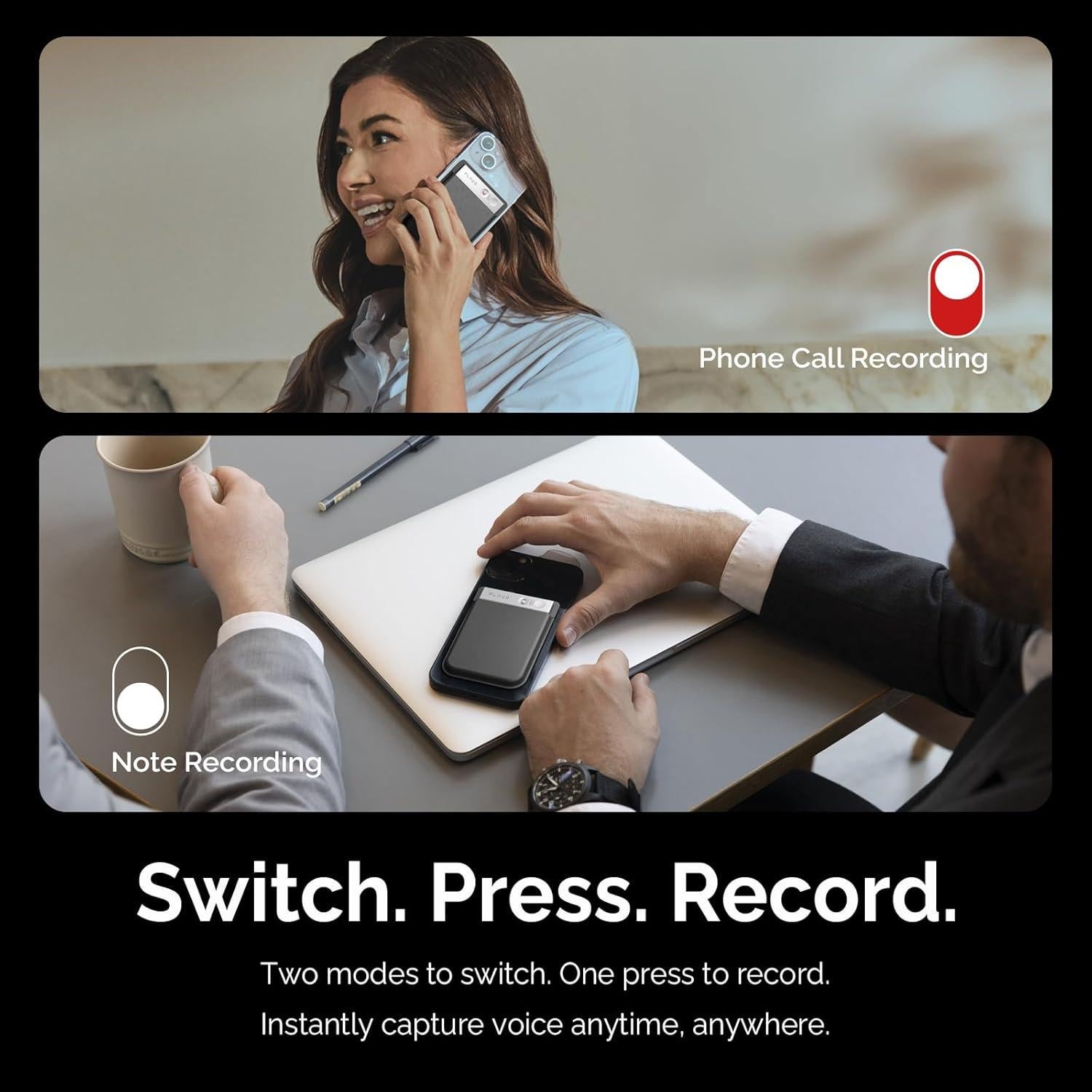 AI Voice Recorder, PLAUD Note Voice Recorder w/Case, App Control, Transcribe & Summarize with AI Technology, Support 112 Languages, 64GB Memory, Audio Recorder for Lectures, Meetings, Calls, Silver