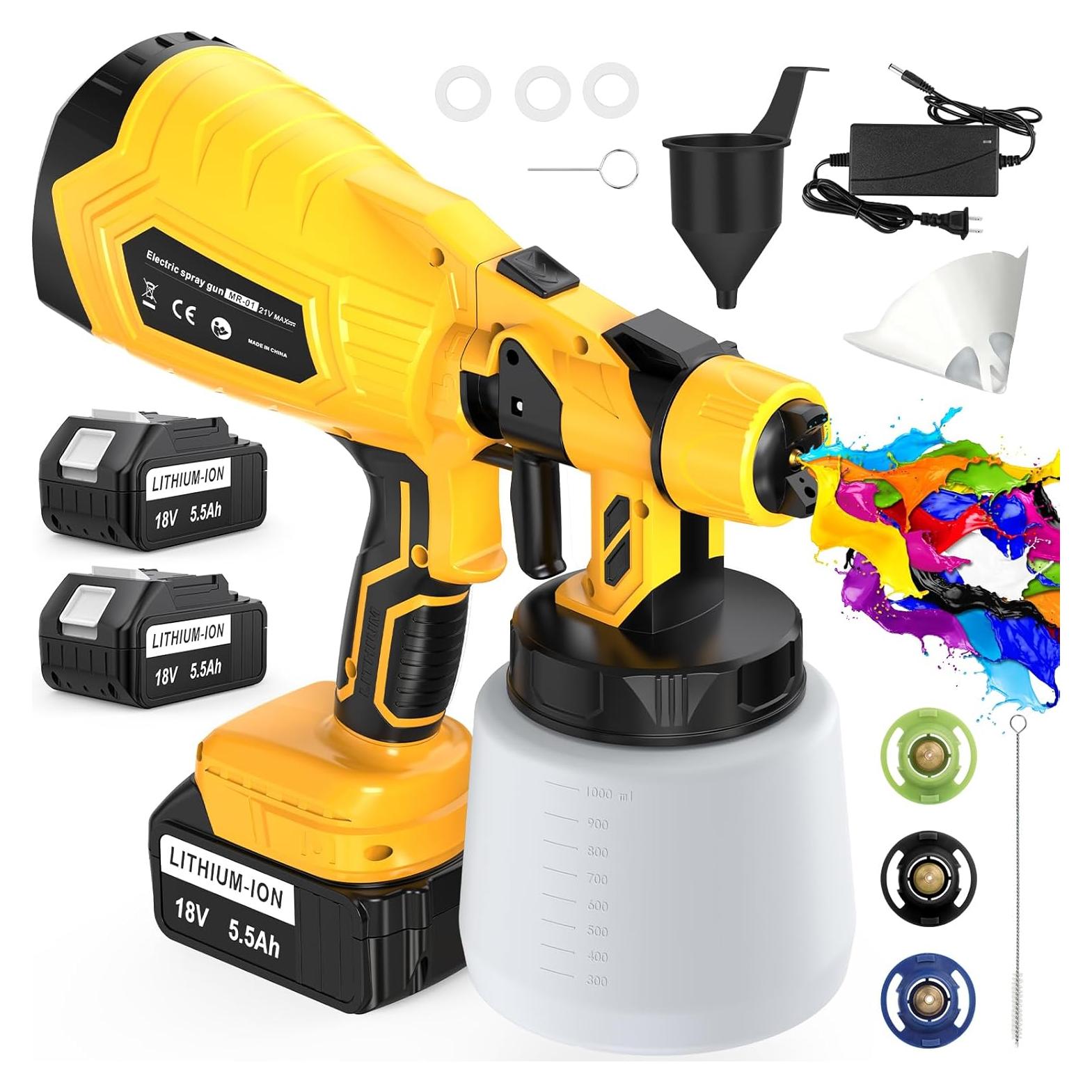 Pulverizador de pintura inalámbrico DEJUNPIOOL 1000ml 2 baterías