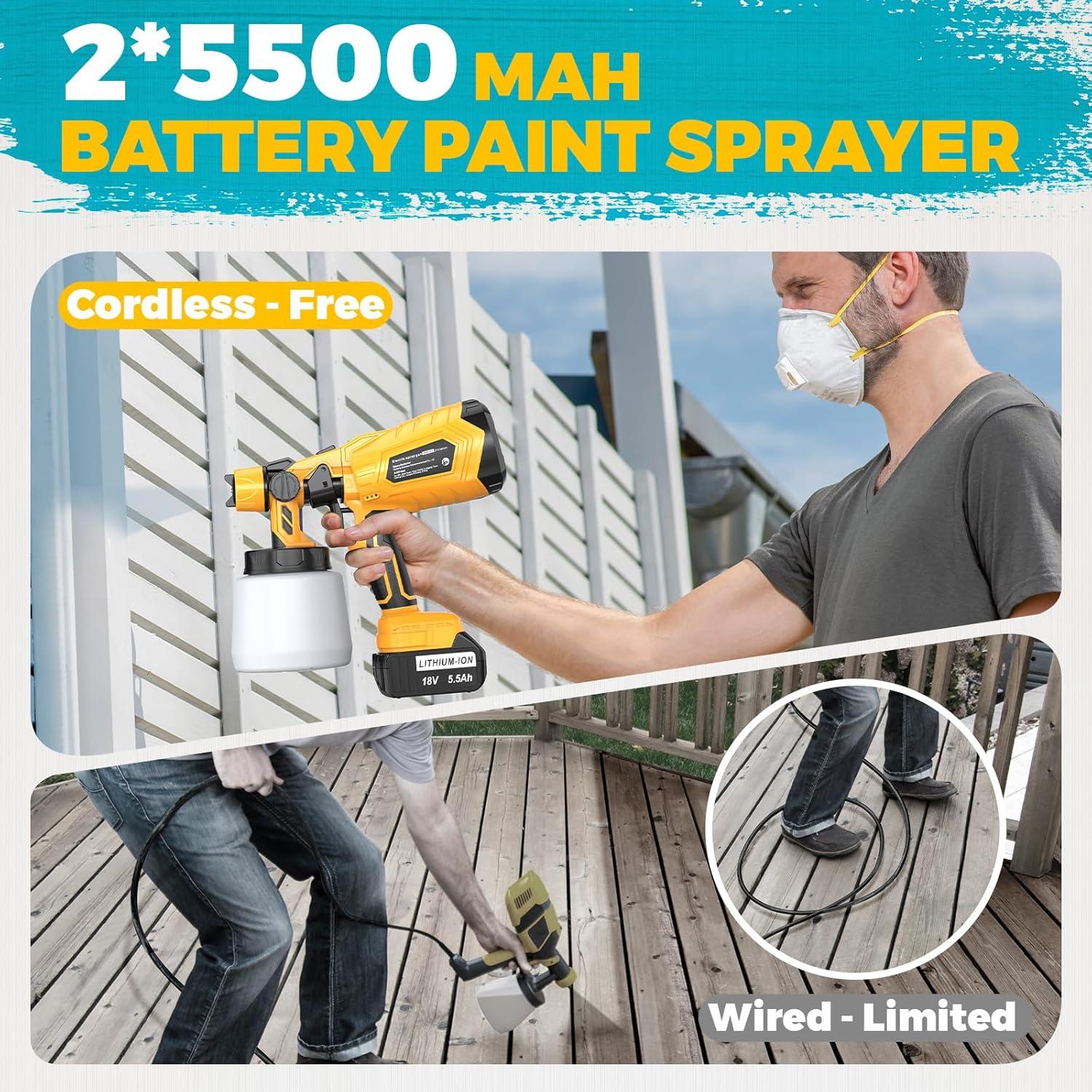 Pulverizador de pintura inalámbrico DEJUNPIOOL 1000ml 2 baterías