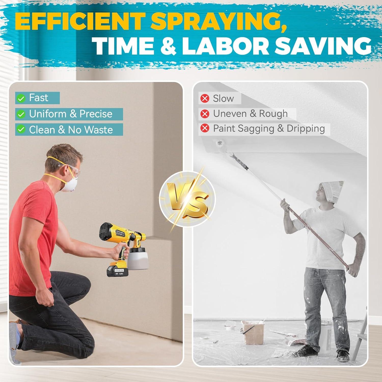 Pulverizador de pintura inalámbrico DEJUNPIOOL 1000ml 2 baterías