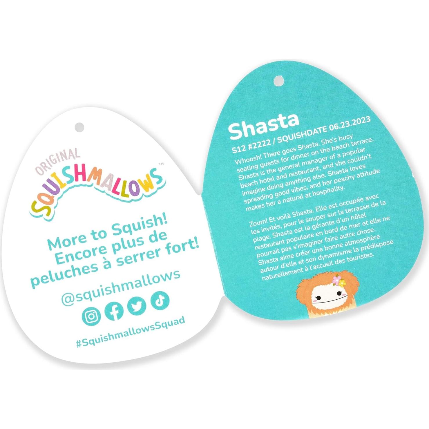 Peluche Squishmallows 30 cm Shasta Melocotón Bigfoot