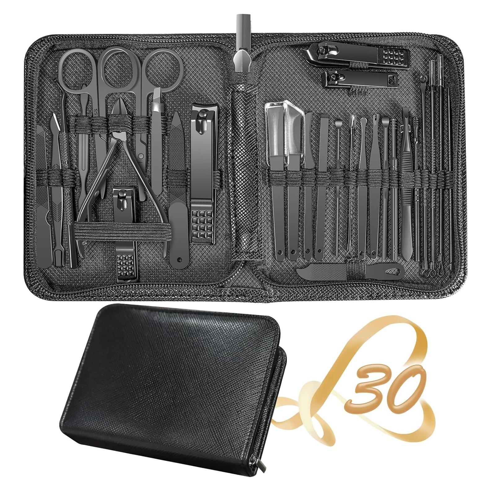 Juego de Manicura 30 en 1 RedFlow con Estuche de Cuero Rosa