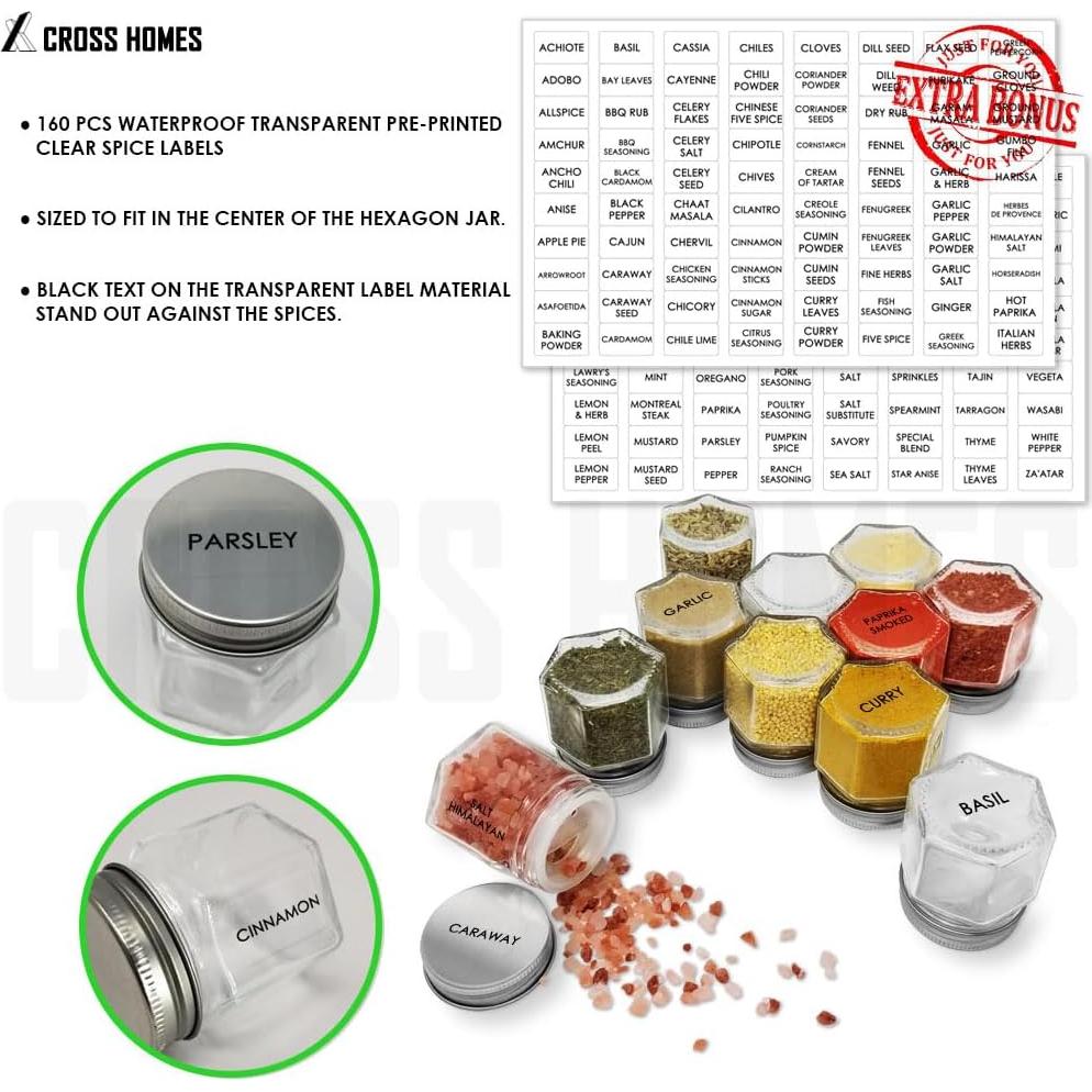 Juego de 20 Tarros Magnéticos de Especias Cross Homes 59ml