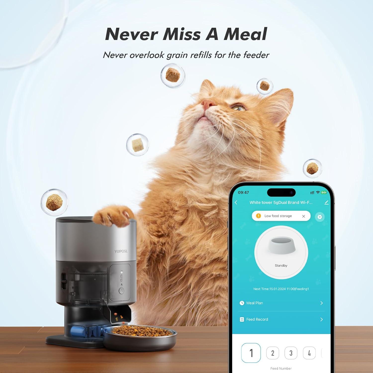 Dispensador Automático de Comida para Gatos Yuposl 3L WiFi