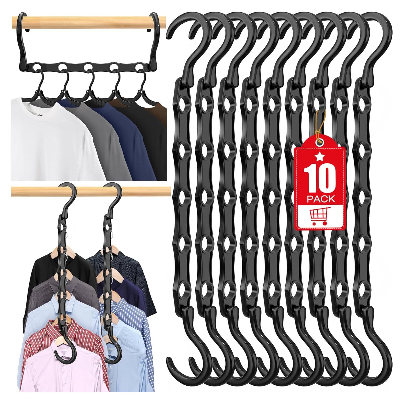 10 Perchas Ahorra Espacio Besslly Negro Multifuncionales