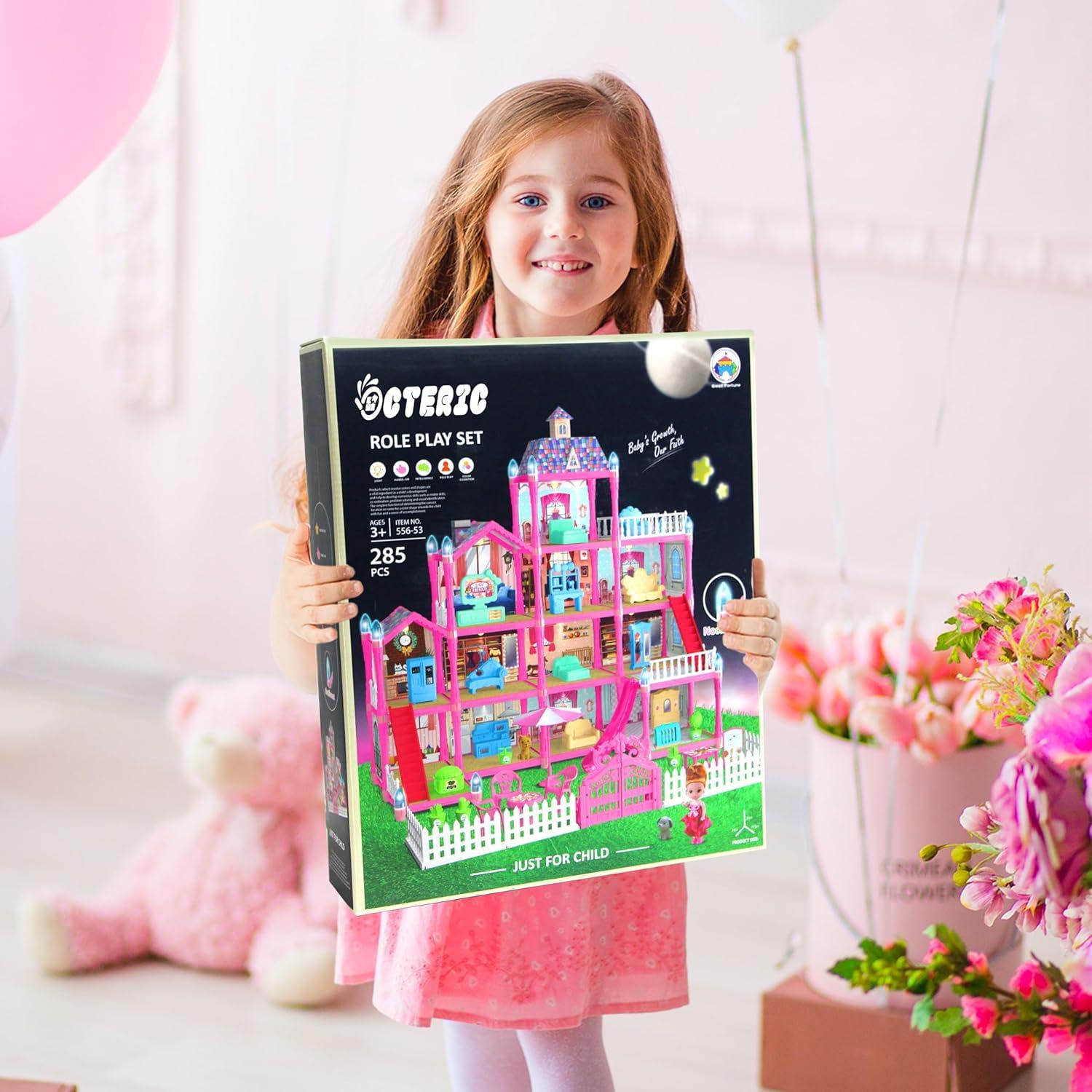 Casa de Muñecas OCTERIC 13 Habitaciones con LED 60.96x49.53 cm