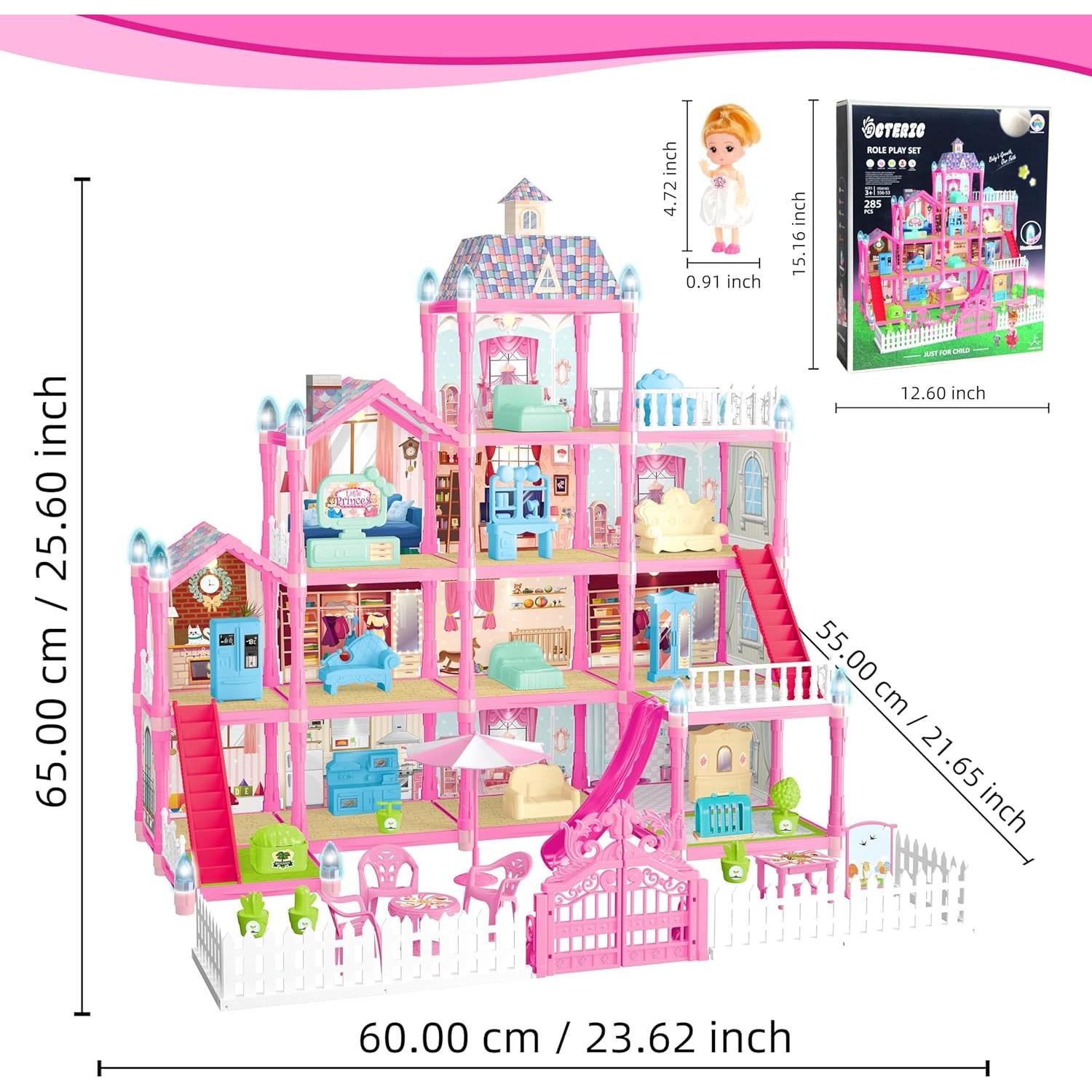 Casa de Muñecas OCTERIC 13 Habitaciones con LED 60.96x49.53 cm