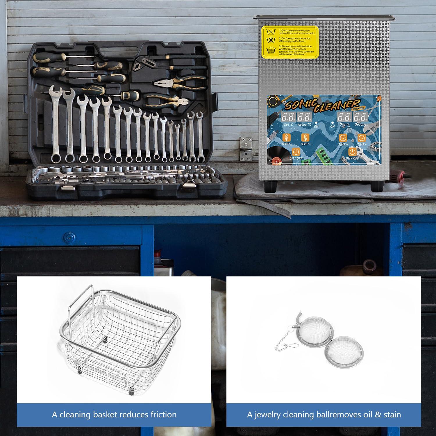 Limpiador Sónico KECOOLKE 2L Acero Inoxidable 60W Calefacción