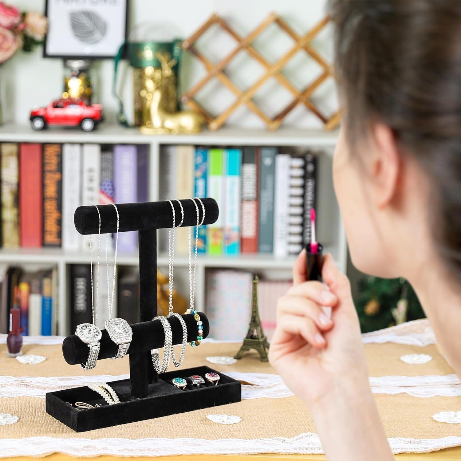 Soporte de Joyería ByKen Terciopelo Negro 2 Niveles