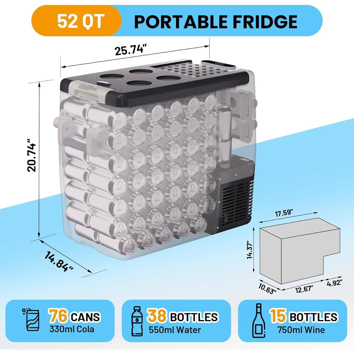 Refrigerador Portátil 12V TROPOW 50L Enfriador Eléctrico