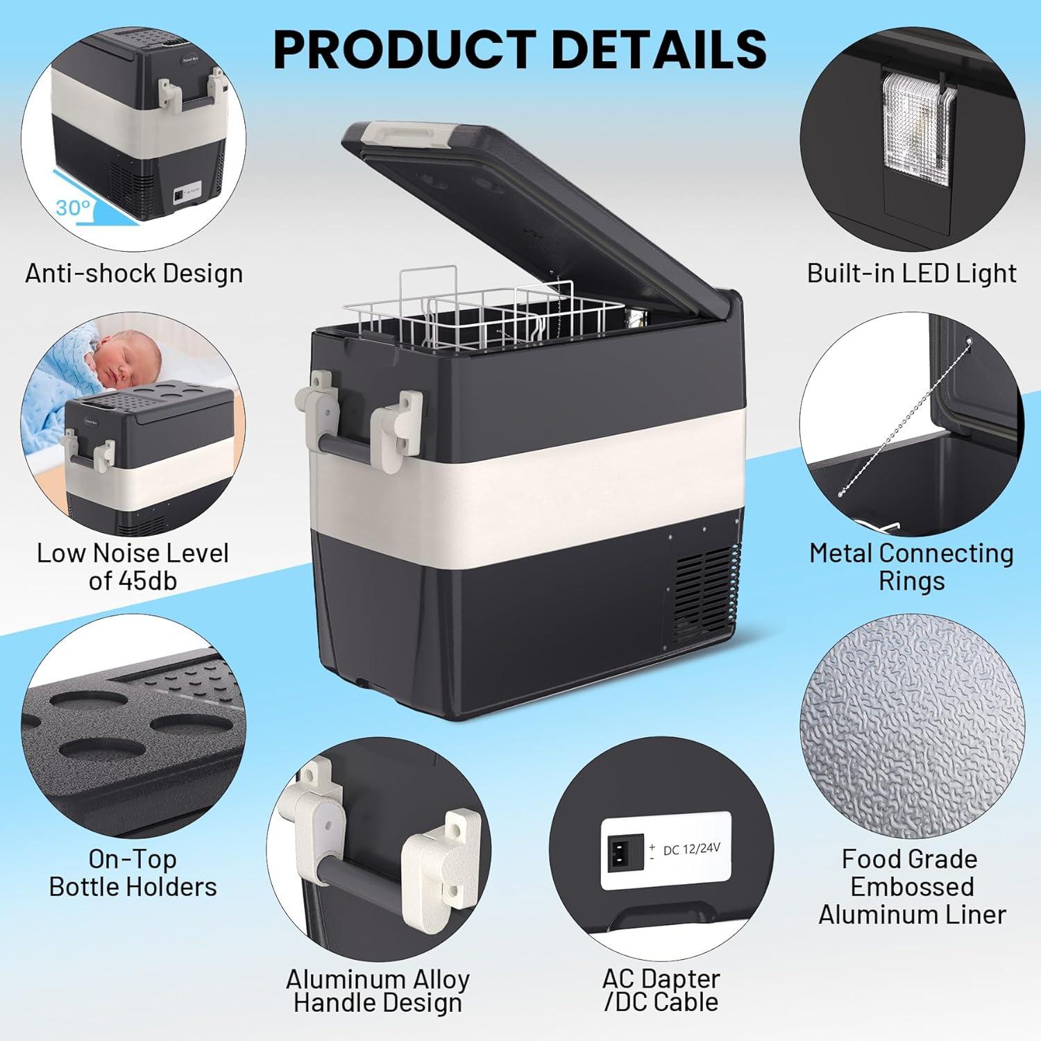 Refrigerador Portátil 12V TROPOW 50L Enfriador Eléctrico